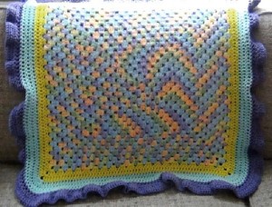 Baby Blanket - Blue Purple Yellow Orange 3