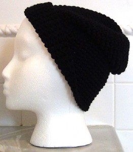 Black Slouch Crocheted Hat 3