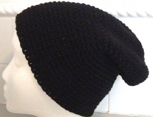 Black Slouch Crocheted Hat