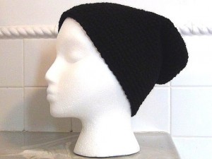 Black Slouch Crocheted Hat 5