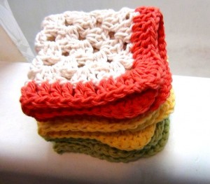 Cotton Dishcloth - Set of 3 - Lemon, Orange, Lime Sherbert colors 2