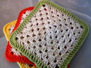 Cotton Dishcloth - Set of 3 - Lemon, Orange, Lime Sherbert colors 3