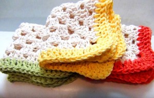 Cotton Dishcloth - Set of 3 - Lemon, Orange, Lime Sherbert colors