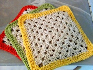 Cotton Dishcloth - Set of 3 - Lemon, Orange, Lime Sherbert colors 4