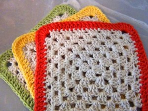 Cotton Dishcloth - Set of 3 - Lemon, Orange, Lime Sherbert colors 5