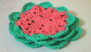 Crocheted Dishcloth Flowers - set of 3 3