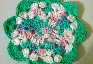 Crocheted Dishcloth Flowers - set of 3 4