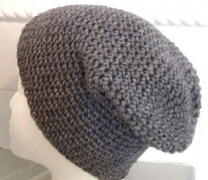 Crocheted Hat - Gray Slouch 2