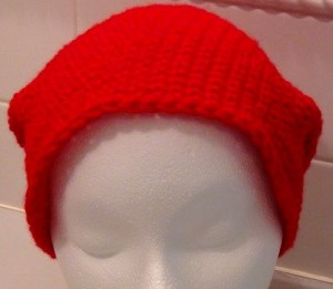 Crocheted Hat - Red Slouch soft 3