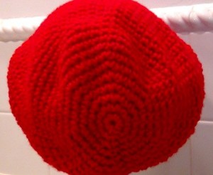 Crocheted Hat - Red Slouch soft 4