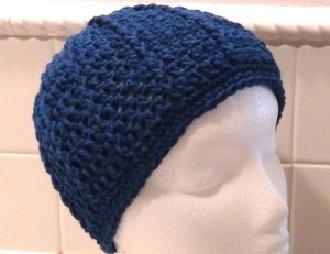 Crocheted Skullcap - Rich Blue Peacock 2