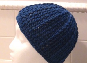 Crocheted Skullcap - Rich Blue Peacock 3