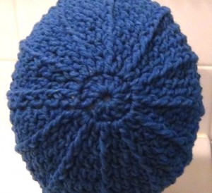 Crocheted Skullcap - Rich Blue Peacock 4