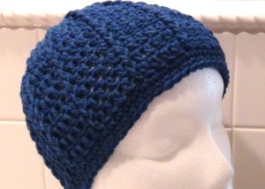 Crocheted Skullcap - Rich Blue Peacock 5