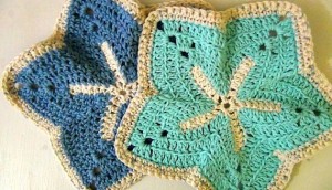 Washcloth Starfish - Set of 2 - Sky Blue Ocean Blue