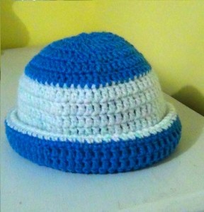 Winter Hat - blue-white Reversible 4