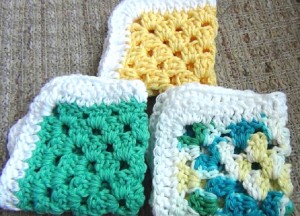 Cotton Crocheted Dishcloths - Set of 3 - Yellow, Green, Multicolor