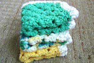 Cotton Crocheted Dishcloths - Set of 3 - Yellow, Green, Multicolor 5