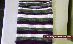 Crocheted Bag - Small Cotton Tote - Purple, Green, White Stripe - Reusable 2