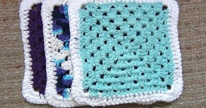 Crocheted Cotton Dishcloth - Set of 3 - Purple, Blue, Variegated 4