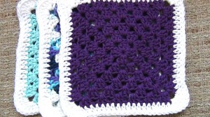 Crocheted Cotton Dishcloth - Set of 3 - Purple, Blue, Variegated 5