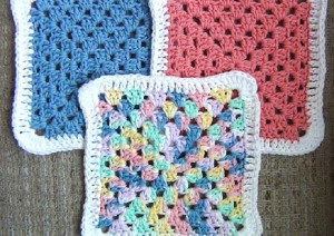 Dishcloths - Set of 3 - Cotton Crocheted - Spring Mix 3