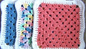 Dishcloths - Set of 3 - Cotton Crocheted - Spring Mix