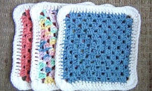 Dishcloths - Set of 3 - Cotton Crocheted - Spring Mix 4