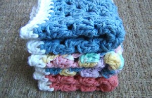 Dishcloths - Set of 3 - Cotton Crocheted - Spring Mix 5