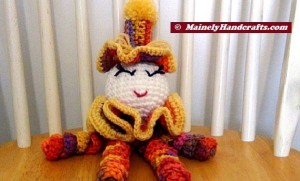 Spiral Doll - Colorful Clown - Clown Doll - spiralling arms and legs - purple, orange, yellow, red 2