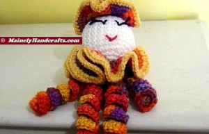 Spiral Doll - Colorful Clown - Clown Doll - spiralling arms and legs - purple, orange, yellow, red