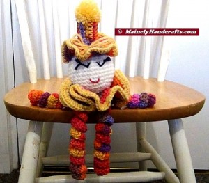 Spiral Doll - Colorful Clown - Clown Doll - spiralling arms and legs - purple, orange, yellow, red 5