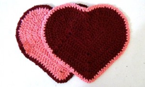 Valentine Heart Washcloth - Set of 2 - Pink and Maroon 2