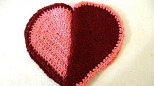 Valentine Heart Washcloth - Set of 2 - Pink and Maroon 3