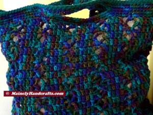 Crocheted Bag - Crochet Beach Tote - Crochet Yarn Tote - Reusable Grocery Bag - Teal Blue Variegated Tote Bag