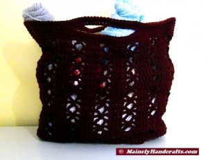Crocheted Bag - Crochet Tote - Claret Red Market and Beach Tote Bag