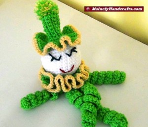 Green Crochet Clown - Spiral Clown Doll - St Patricks Day 3