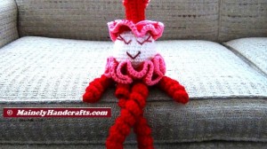 Valentines Clown - Spiral Clown Doll - Red and Pink 2