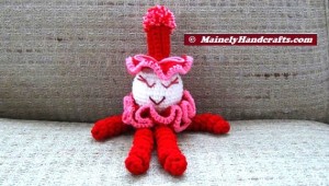 Valentines Clown - Spiral Clown Doll - Red and Pink 3