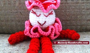 Valentines Clown - Spiral Clown Doll - Red and Pink