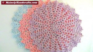 Crocheted Doily - Set of 3 - Spring colors - Pink, Blue, Purple 3