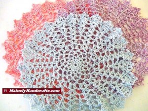 Crocheted Doily - Set of 3 - Spring colors - Pink, Blue, Purple