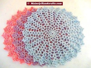 Crocheted Doily - Set of 3 - Spring colors - Pink, Blue, Purple 4