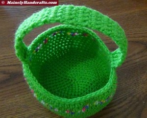 Crocheted Easter Basket - Bright Spring Basket - Green with variegated stripe 2