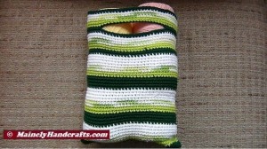 Green Striped Crocheted Bag - Small Cotton Market Tote - Reusable Tote Bag 5