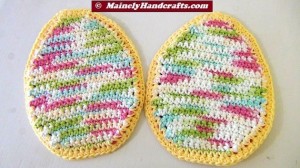 Pot Holders - Easter Potholders = Trivets - Spring Pot Holders = Hot Pads - Pink = Variegated - Crochet Cotton Set of 2 5