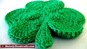 St Patricks Day Shamrock Hot Pad - Potholder - Crochet Double Thick Clover Trivet 2