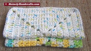 Crochet Dishcloth - Crochet Washcloth - Pure cotton, White Yellow Blue Green Variegated - Eco-friendly 8-inch square 3