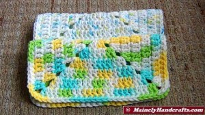 Crochet Dishcloth - Crochet Washcloth - Pure cotton, White Yellow Blue Green Variegated - Eco-friendly 8-inch square 4