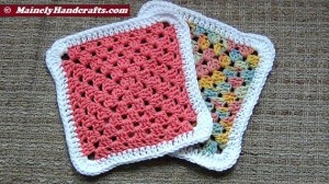 Dishcloths - Washcloths - One Pair - Cotton Crocheted Dishcloths = Washcloths